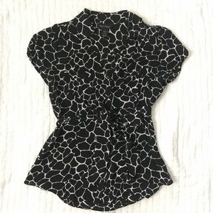 White House Black Market Black and White Blouse
